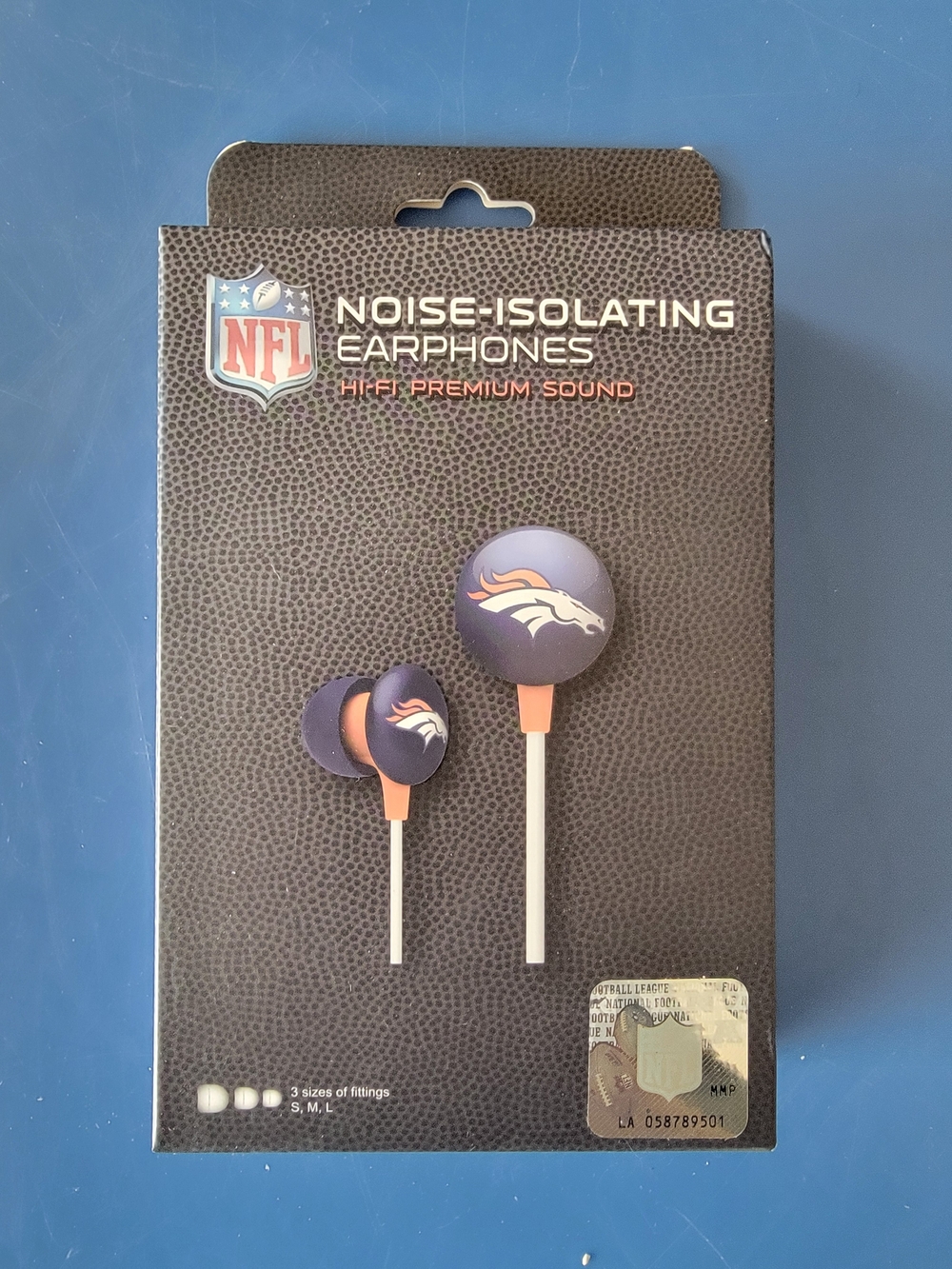 NFL Noise-Isolating Earphones in Navy and Orange
